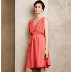 TAHARI draped Fit + Flare medium v neck Dress